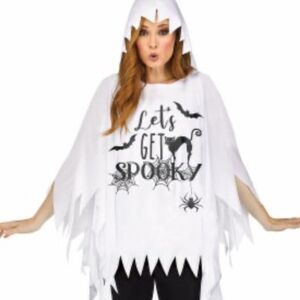 Ghost spooky poncho costume white hoodie